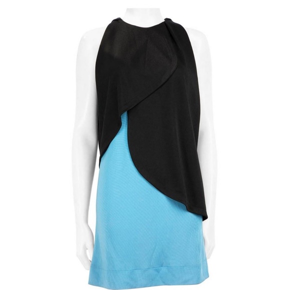 Balenciaga Asymmetrical Black and Blue Cocktail Dress - Picture 1 of 10